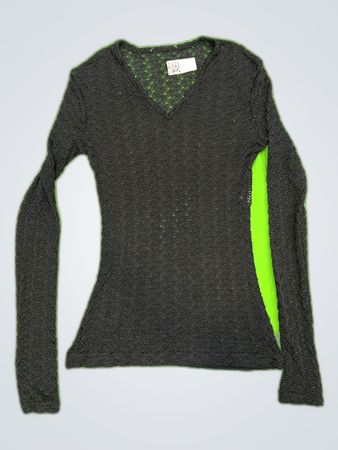 Unbranded Black Sheer Knit Long Sleeve Blouse