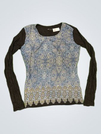 Long Sleeve Top with Paisley Design