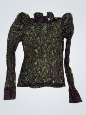 Black Lace Ruffle Sleeve Blouse