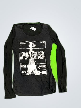 Black Long Sleeve Paris Graphic T-Shirt