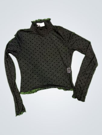 Zara Black Sheer Polka Dot Long Sleeve Blouse