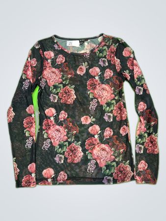 AMISUSU Printed Sheer Long Sleeve Blouse