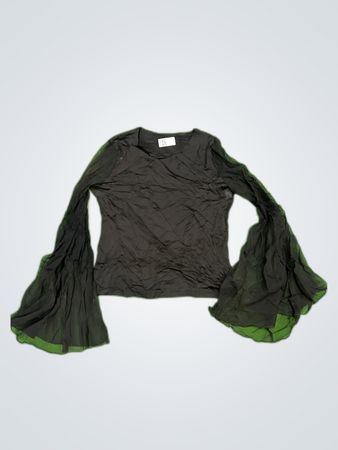 Black Blouse with Flared Sleeves