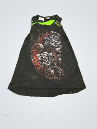 Alchemy England Black Rose Graphic Tank Top