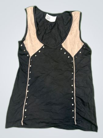 Black and Beige Sleeveless Top