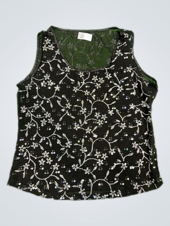 Unbranded Black Sequin Floral Tank Top