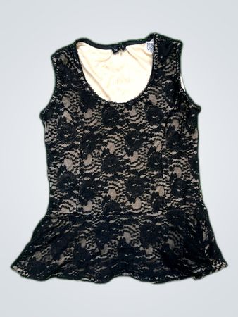No Excuse Black Lace Peplum Blouse