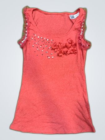 Pink Sleeveless Top with Rhinestones