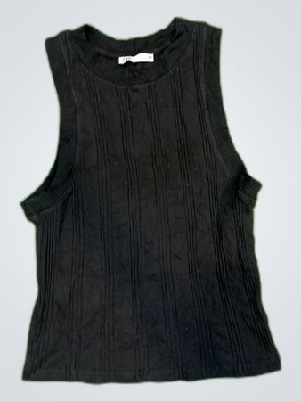 Zara Black Ribbed Tank Top