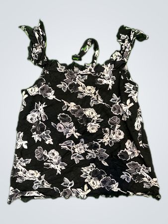Unbranded Black Floral Printed Sleeveless Blouse
