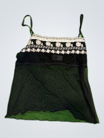 Black Sheer Cami with Lace Trim