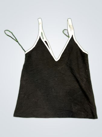 Zara Black Ribbed V-Neck Tank Top