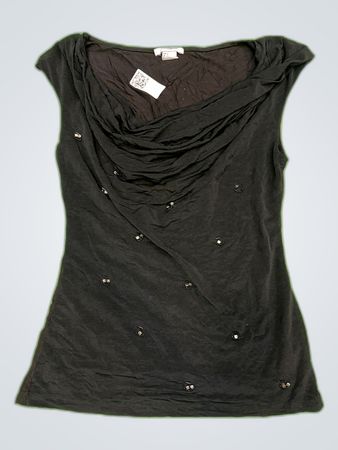 H&M Black Draped Sleeveless Blouse
