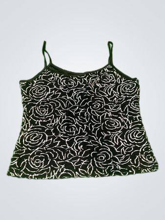 Women's Black Rose Pattern Tank Top