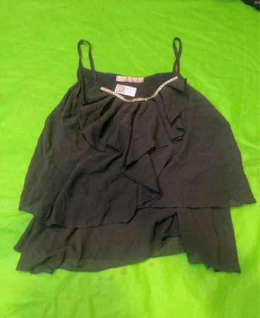 Hôtel de Ville Black Ruffle Sleeveless Blouse