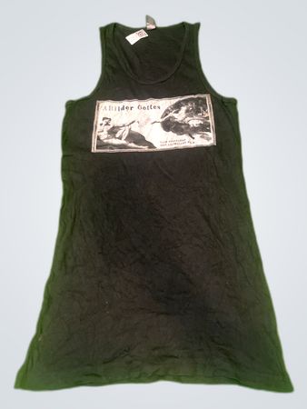 Black Graphic Tank Top with 'Abilder Gottes' Print