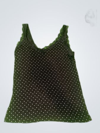 Tissia Basics Black Polka Dot Lace Trim Camisole