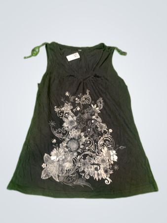 H&M Black Floral Embroidered Tank Top