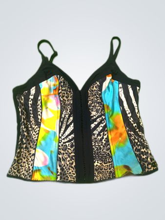 Multicolored Animal Print Bustier Top