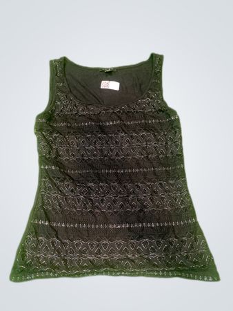 Amisu Black Embroidered Tank Top