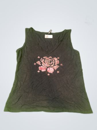 Divided Black Graphic Tank Top