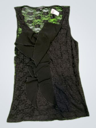 AMISU Black Lace Ruffle Blouse