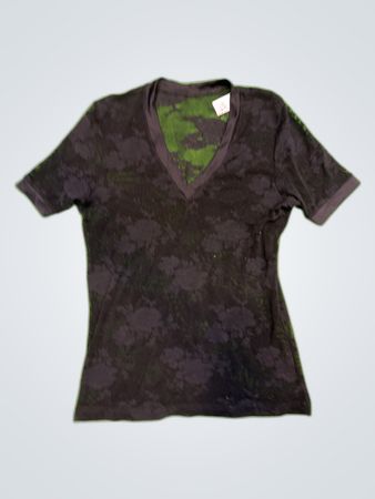 Black Floral V-Neck T-Shirt