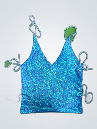 Upcycled Blue Sequin Top