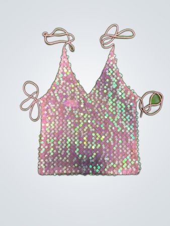 Upcycled Pink Sequined Top