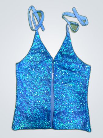 Upcycled Blue Sequin Top