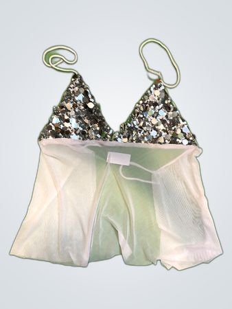 Upcycled Sequined Mesh Top