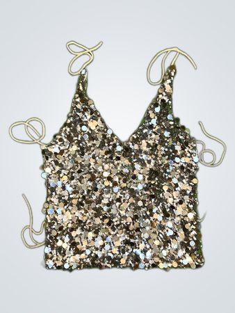 Upcycled Unbranded Silver Sequin Cami Top