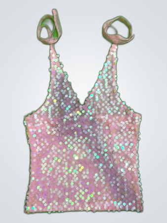 Upcycled Pink Sequined Top