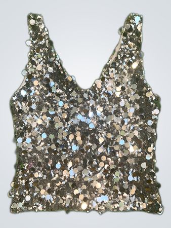 Upcycled Unbranded Silver Sequined Tank Top