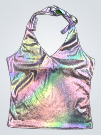 Upcycled Holographic Halter Top