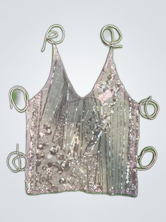 Upcycled Sequined Mesh Top