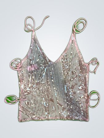 Upcycled Pink Sequined Top