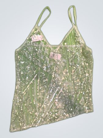Upcycled Sequined Mesh Top