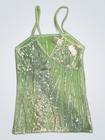 Upcycled Sequined Mesh Top