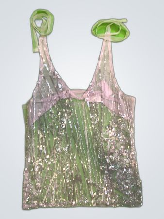 Upcycled Sequined Mesh Top