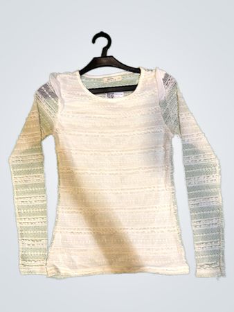 Bershka White Lace Long-Sleeve Top