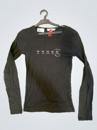 Cache Cache Black Graphic Long-Sleeve T-Shirt