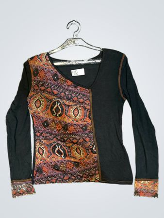 Long Sleeve Top with Paisley Pattern