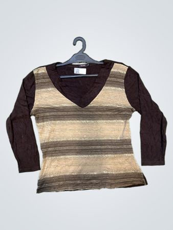 Vessa Brown and Beige Striped Top