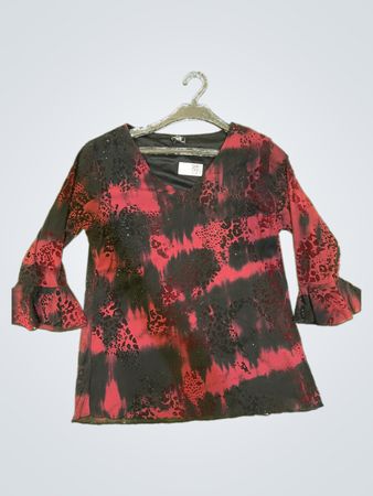 Red and Black Tie Dye Blouse
