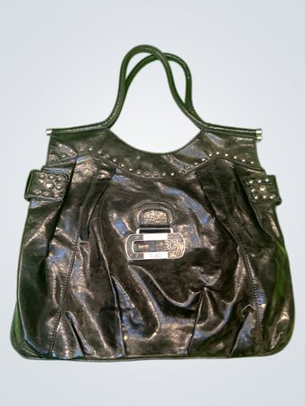 Guess Black Leather Studded Tote Bag