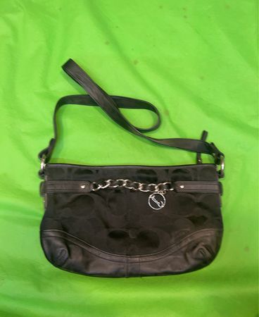 Coach Black Signature Jacquard Shoulder Bag