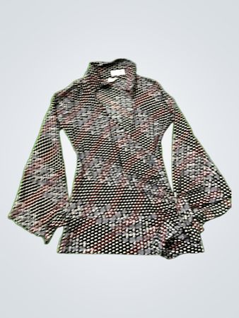 Blouse with White and Red Polka Dots on Black Background