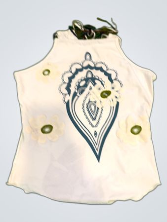 White halter top with paisley and floral print