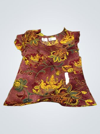 Maroon und Gelb Blumenmuster Top